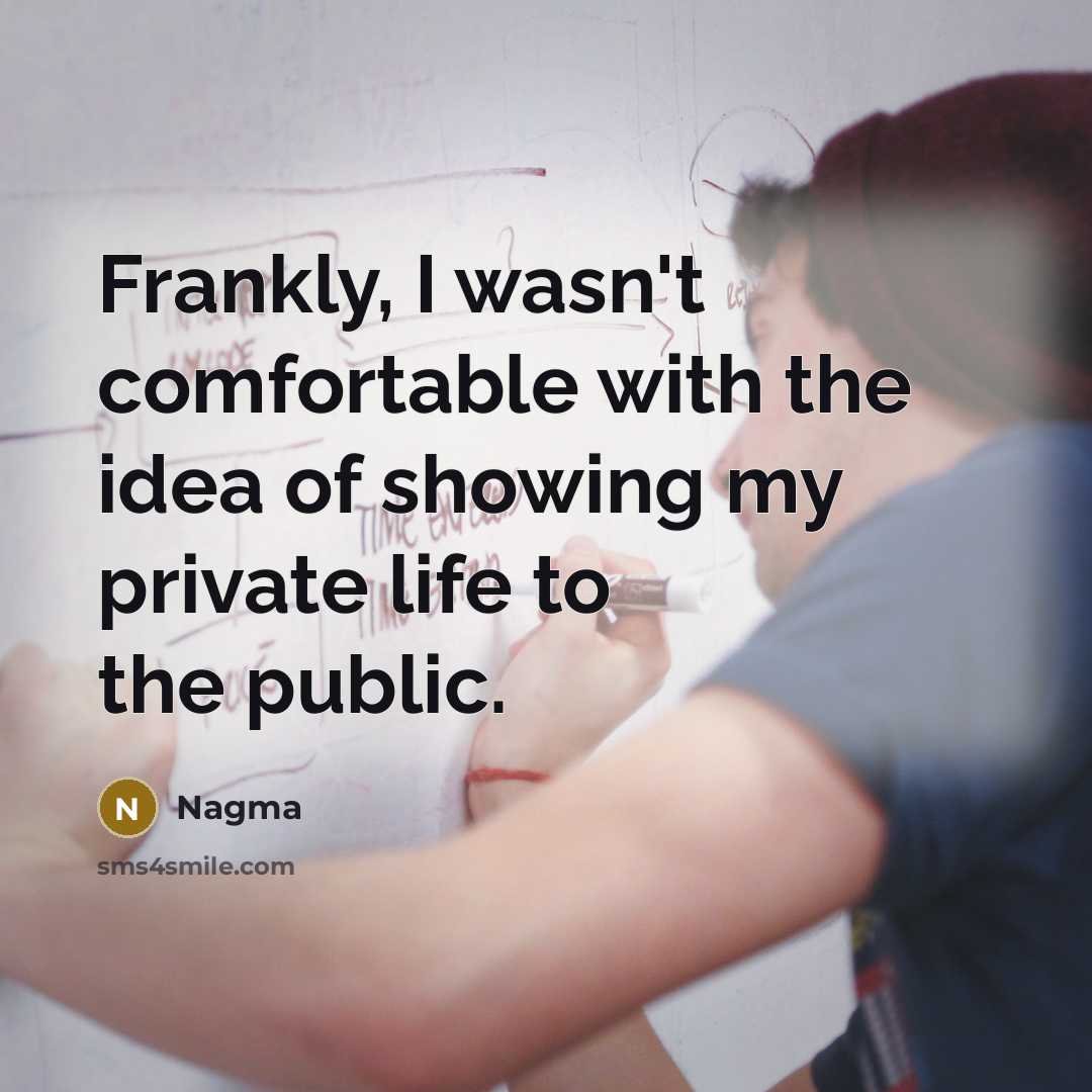 “Frankly, I wasn't comfortable with the idea of showing my…” quote by Nagma