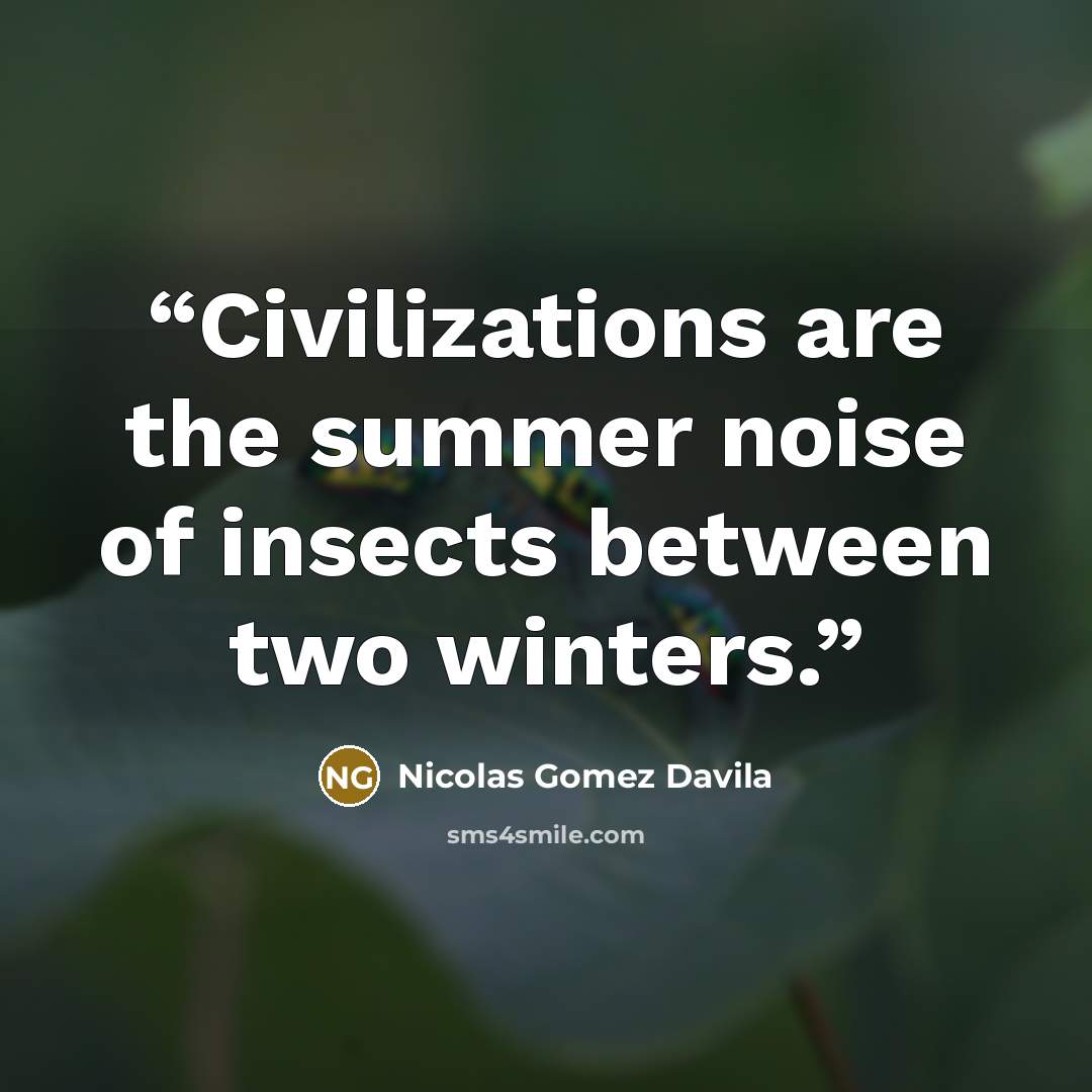 “Civilizations are the summer noise of insects between two winters.” quote by Nicolás Gómez Dávila