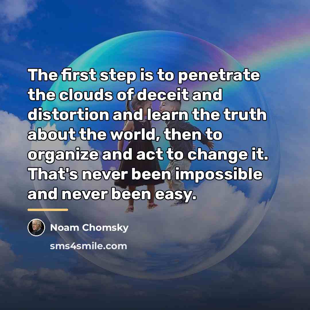 “The first step is to penetrate the clouds of deceit…” quote by Noam Chomsky