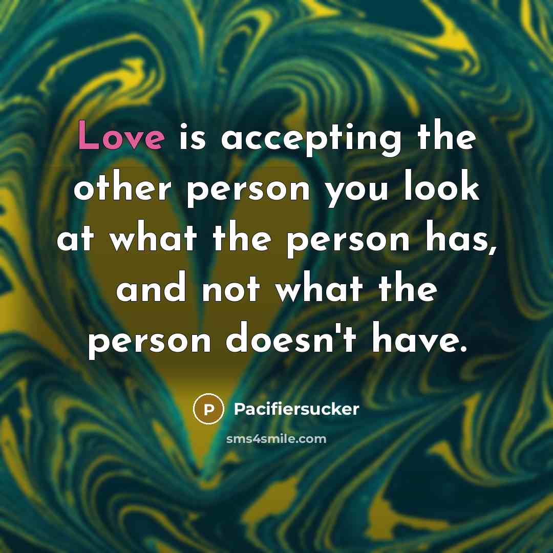 “Love is accepting the other person you look at what…” quote by Pacifiersucker