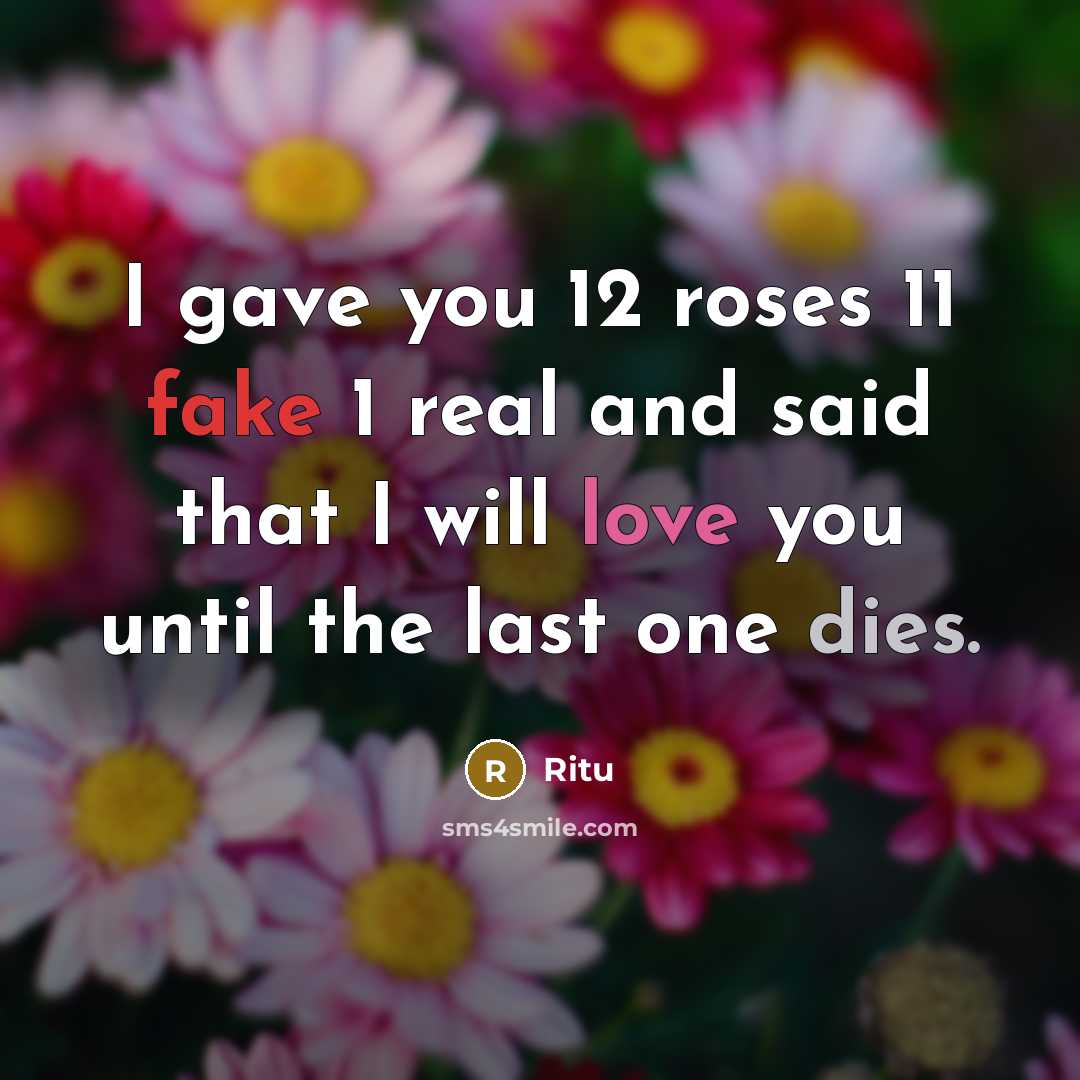 “I gave you 12 roses 11 fake 1 real and…” quote by Ritu
