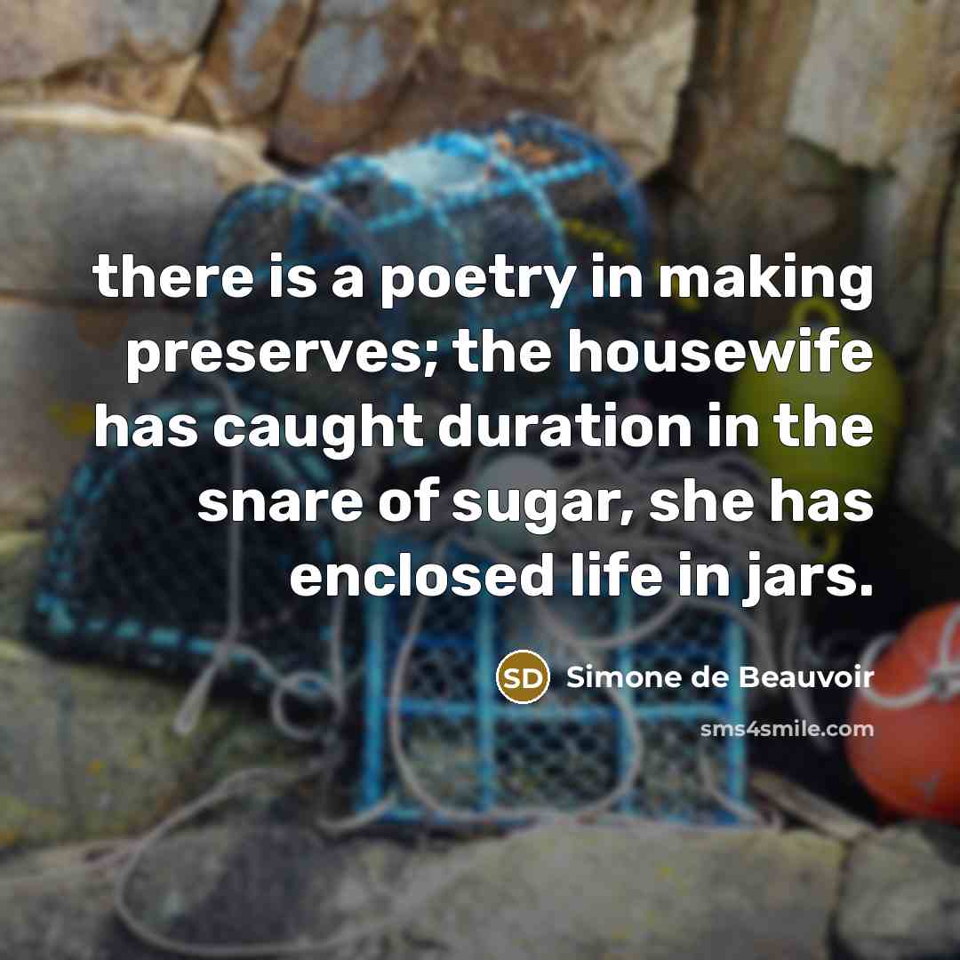 “there is a poetry in making preserves; the housewife has…” quote by Simone de Beauvoir