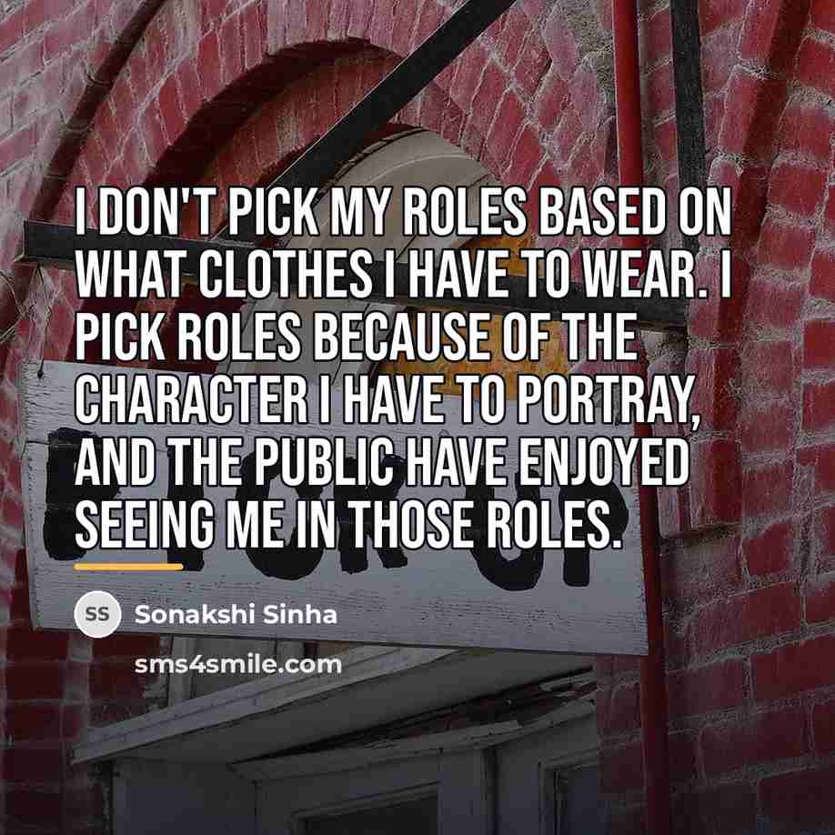 “I don't pick my roles based on what clothes I…” quote by Sonakshi Sinha