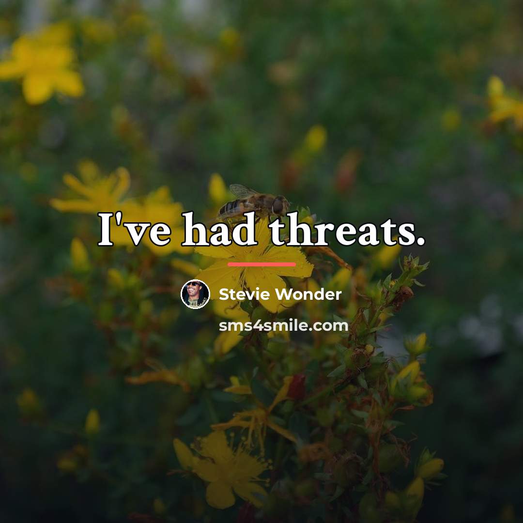 “I've had threats.…” quote by Stevie Wonder