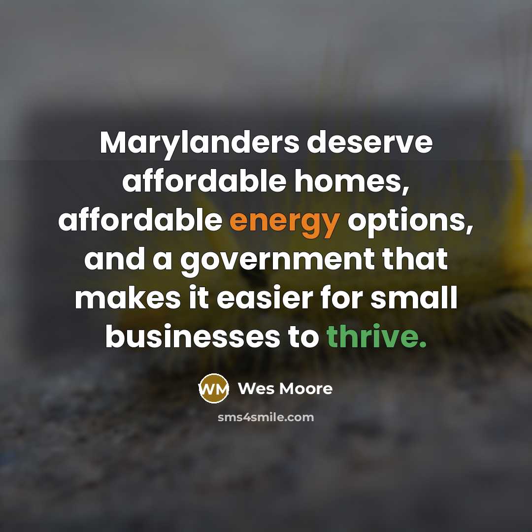 “Marylanders deserve affordable homes, affordable energy options, and a government…” quote by Wes Moore
