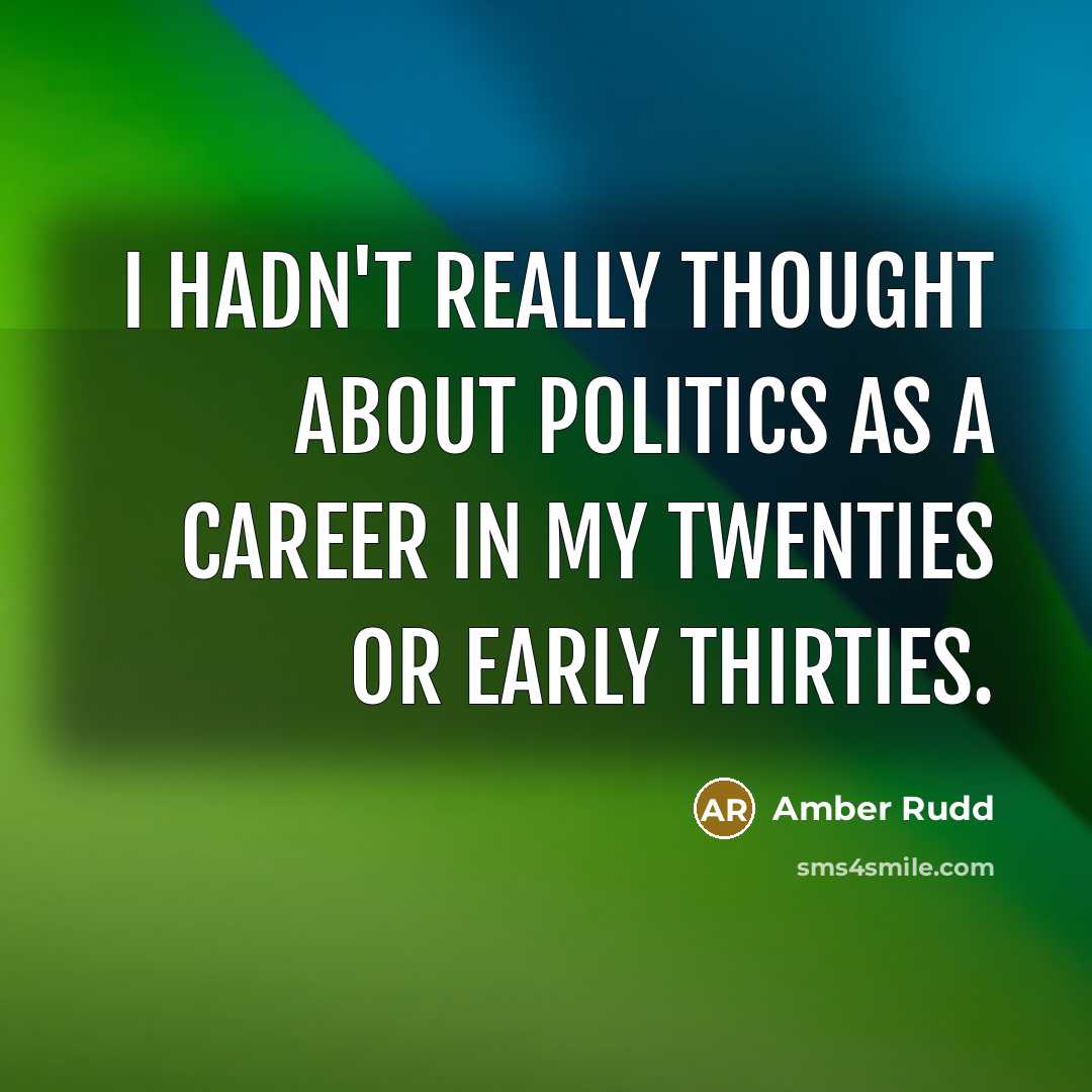 “I hadn't really thought about politics as a career in…” quote by Amber Rudd