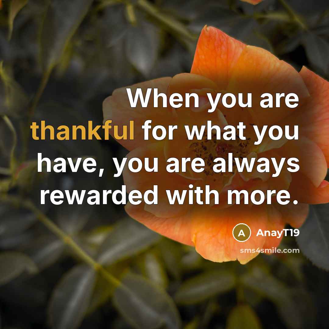 “When you are thankful for what you have, you are…” quote by AnayT19