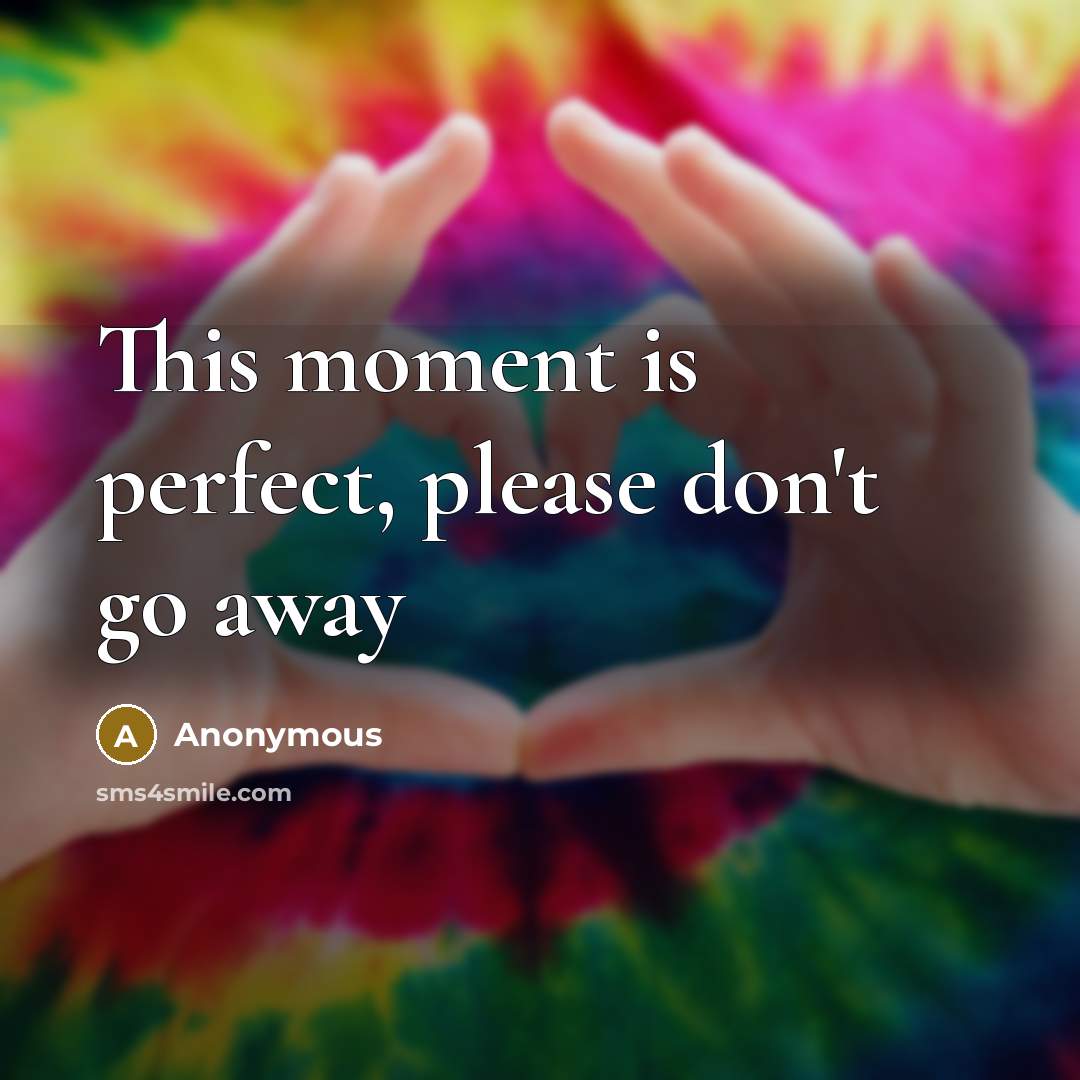 “This moment is perfect, please don't go away…” quote by Anonymous