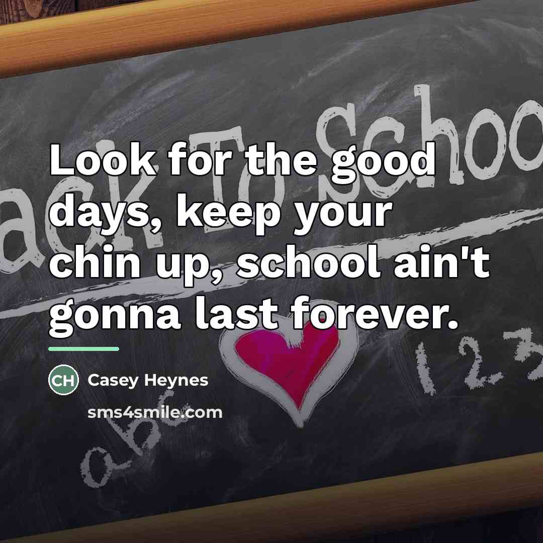 “Look for the good days, keep your chin up, school…” quote by Casey Heynes