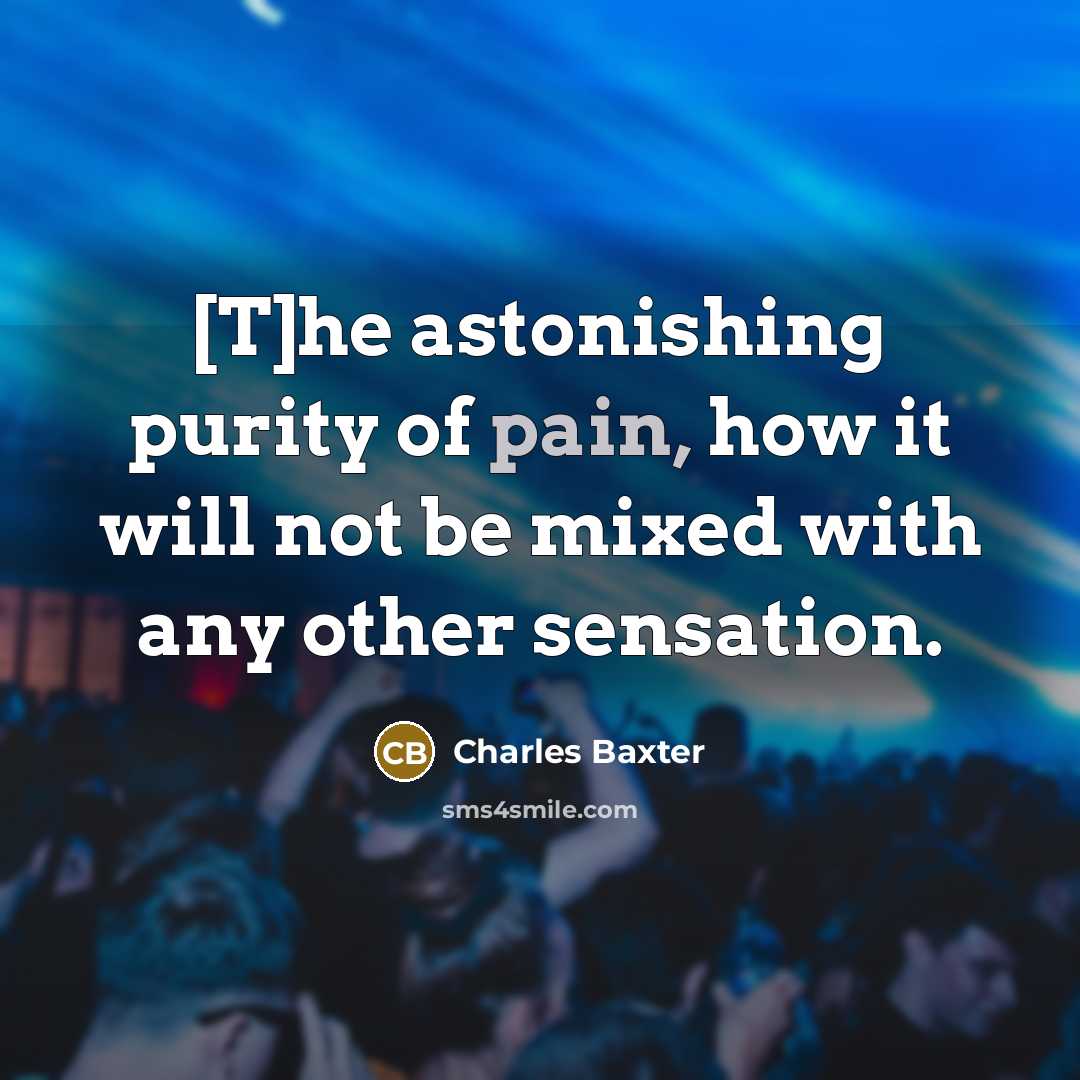 “[T]he astonishing purity of pain, how it will not be…” quote by Charles Baxter