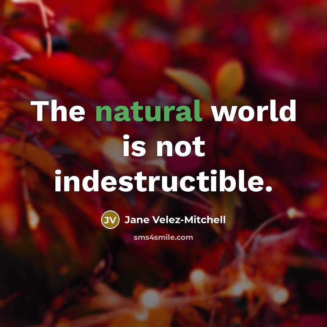“The natural world is not indestructible.…” quote by Jane Velez-Mitchell