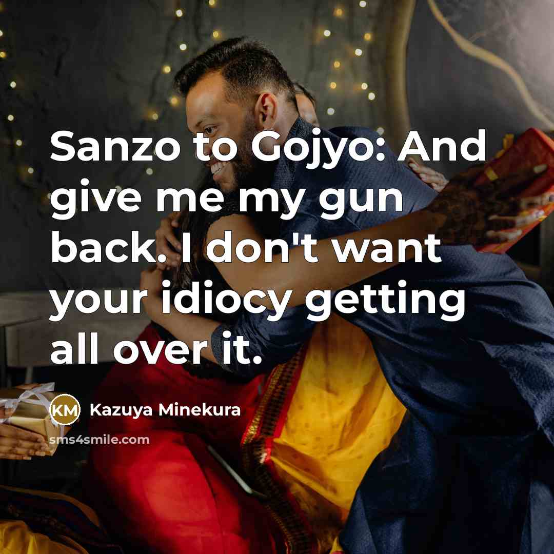 “Sanzo to Gojyo: And give me my gun back. I…” quote by Kazuya Minekura