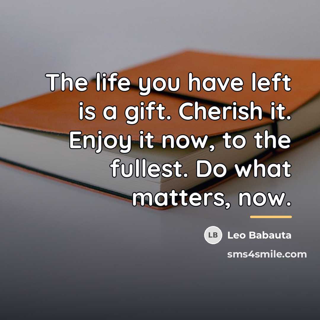 “The life you have left is a gift. Cherish it.…” quote by Leo Babauta