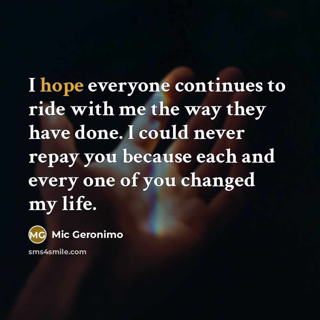 “I hope everyone continues to ride with me the way…” quote by Mic Geronimo