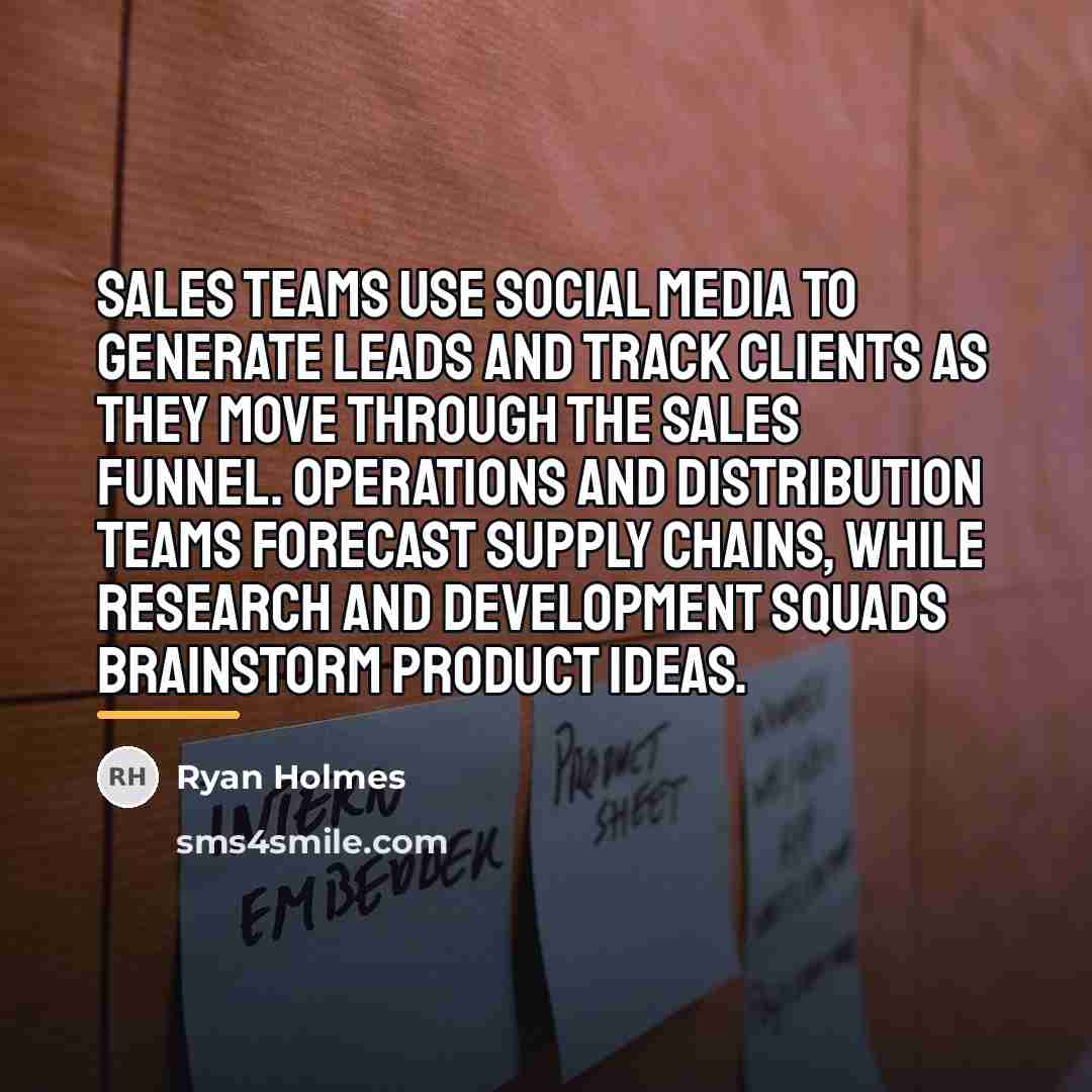 “Sales teams use social media to generate leads and track…” quote by Ryan Holmes