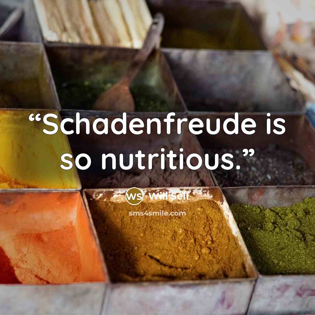 “Schadenfreude is so nutritious.” quote by Will Self