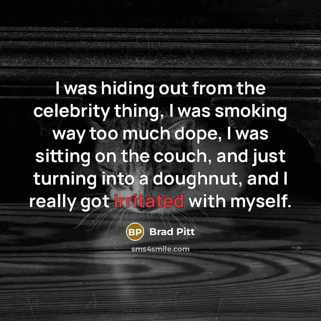 “I was hiding out from the celebrity thing, I was…” quote by Brad Pitt