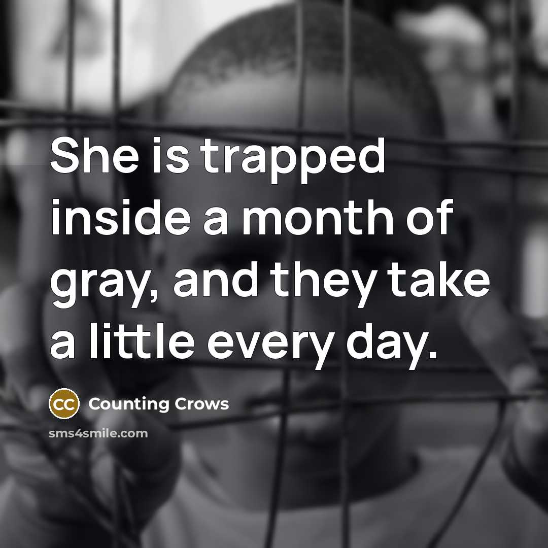 “She is trapped inside a month of gray, and they…” quote by Counting Crows