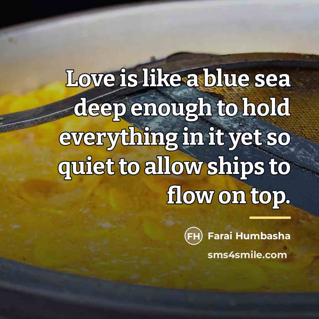 “Love is like a blue sea deep enough to hold…” quote by Farai Humbasha