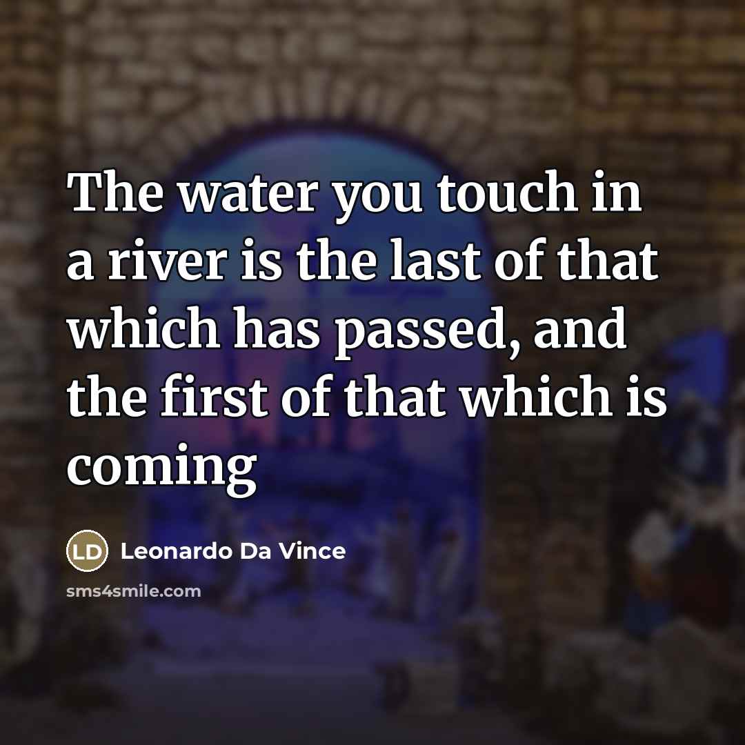 “The water you touch in a river is the last of that which has passed, and the first of that which is coming” quote by Leonardo Da Vince