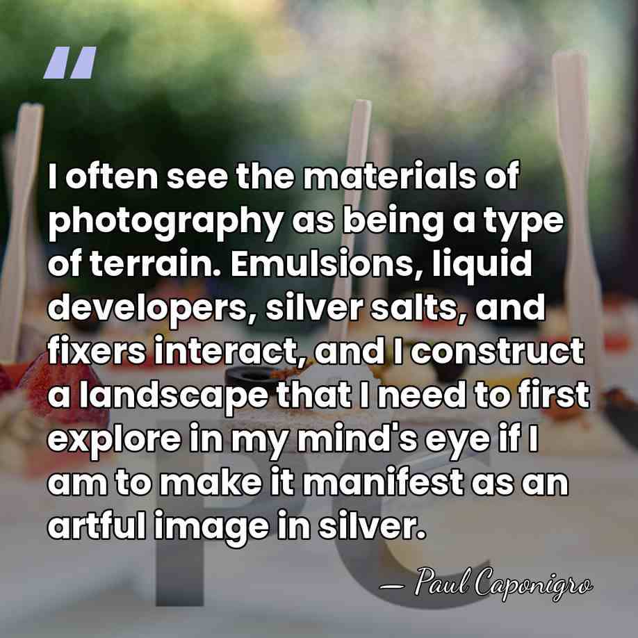 I often see the materials of photography as being a type of&hellip; - Paul Caponigro