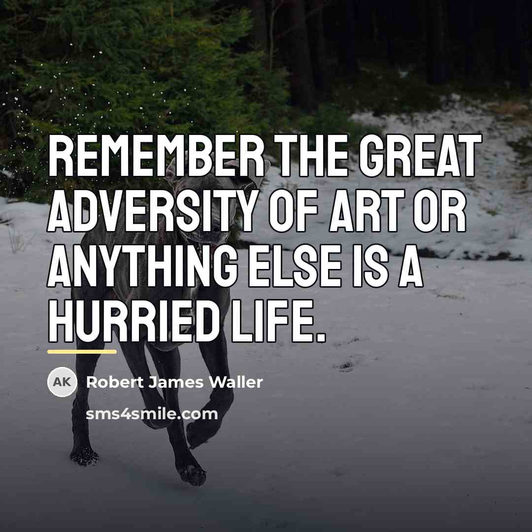 “Remember the great adversity of art or anything else is…” quote by Robert James Waller