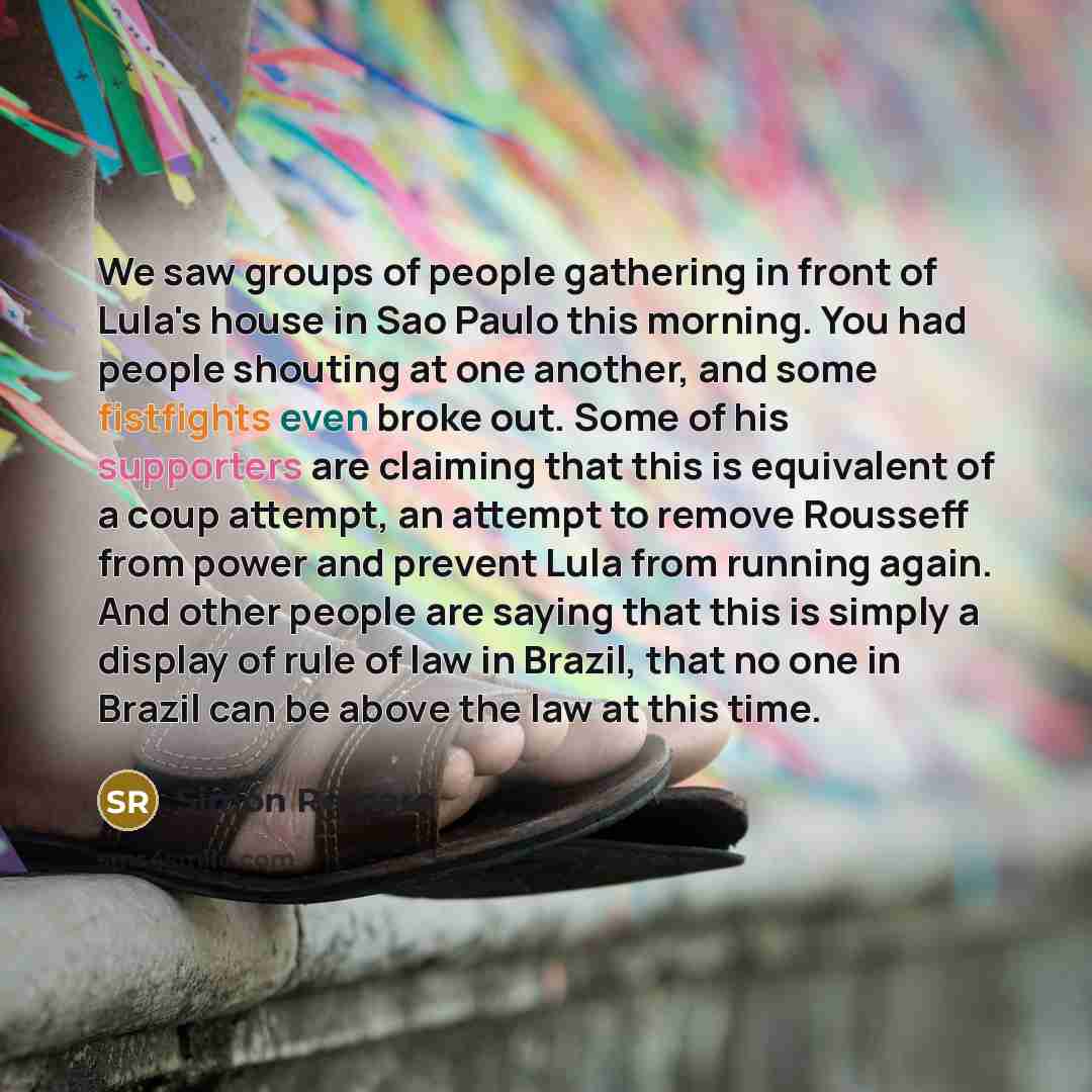 “We saw groups of people gathering in front of Lula's…” quote by Simon Romero