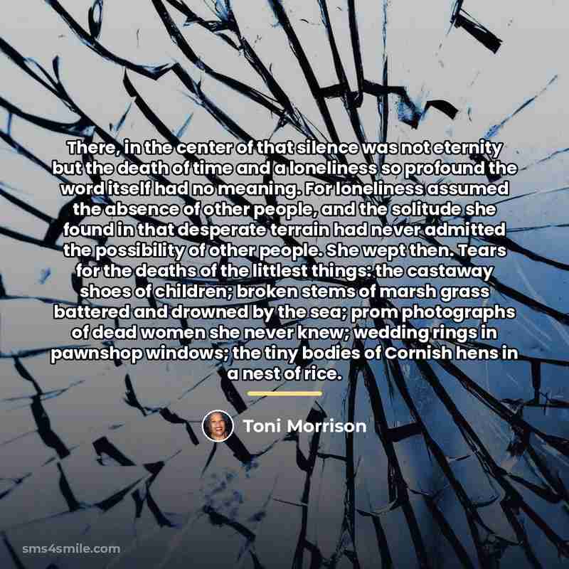 “There, in the center of that silence was not eternity…” quote by Toni Morrison