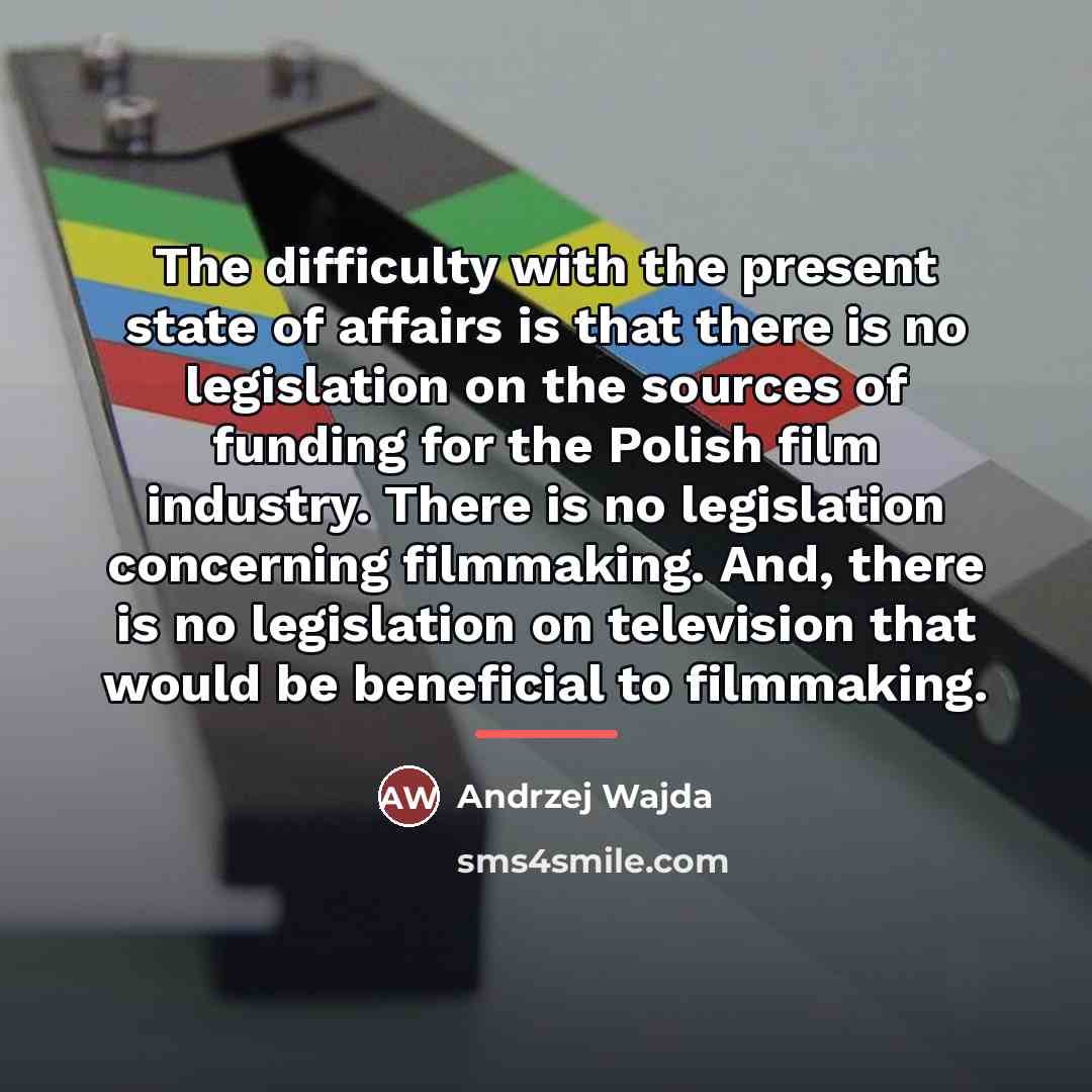 “The difficulty with the present state of affairs is that…” quote by Andrzej Wajda