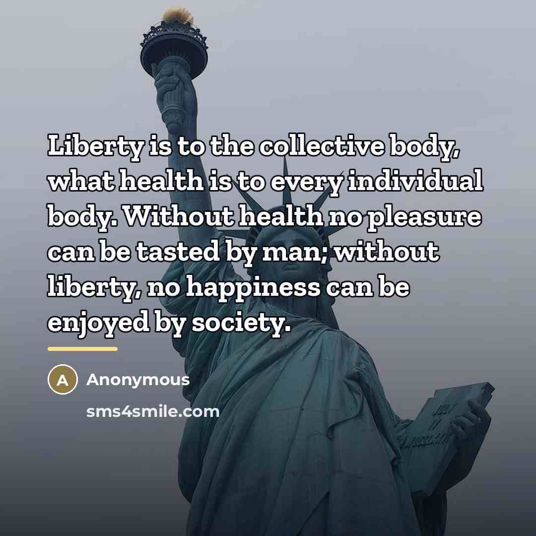 “Liberty is to the collective body, what health is to…” quote by Anonymous