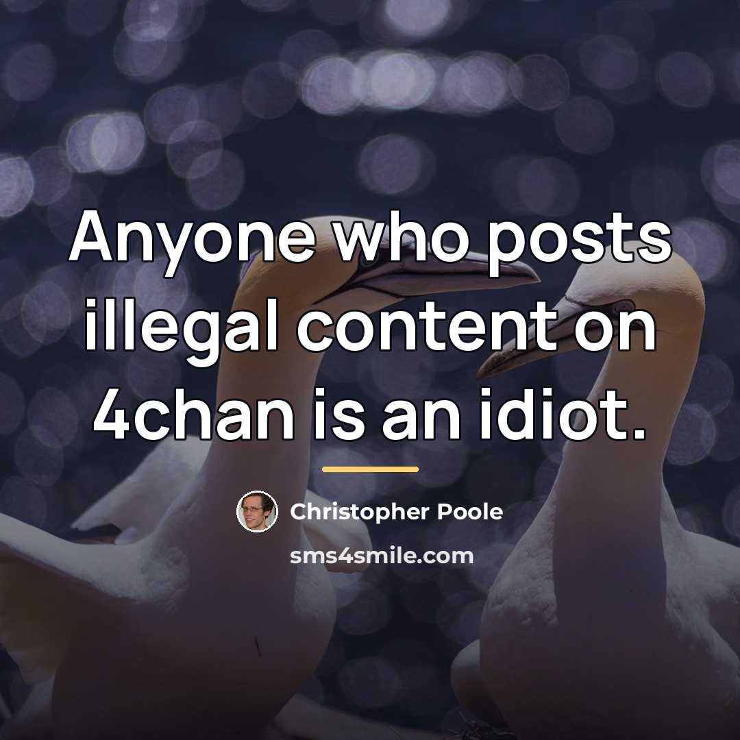 “Anyone who posts illegal content on 4chan is an idiot.…” quote by Christopher Poole