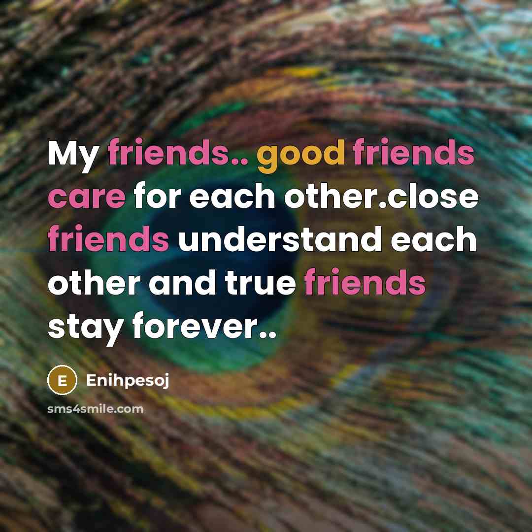“My friends.. good friends care for each other.close friends understand…” quote by Enihpesoj