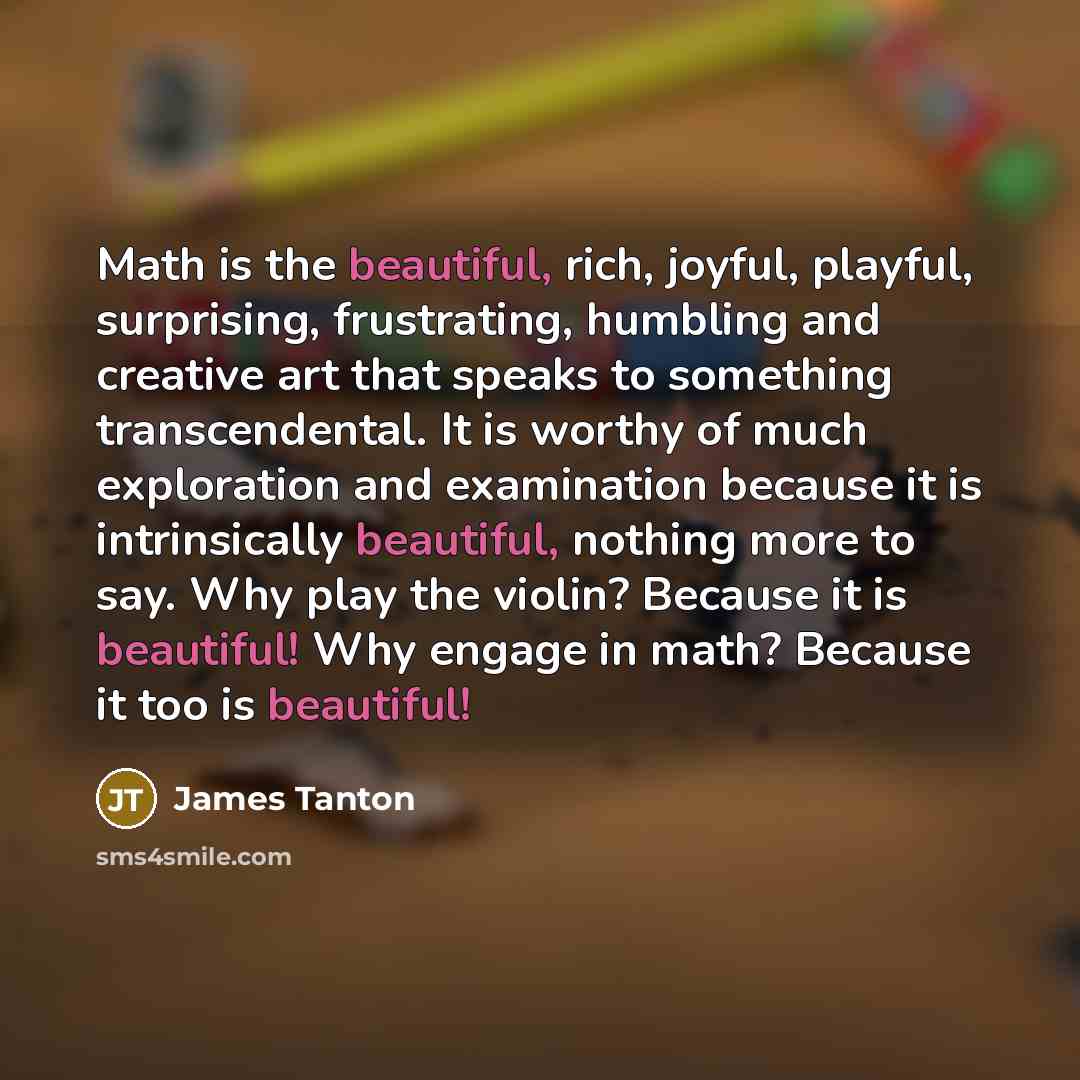“Math is the beautiful, rich, joyful, playful, surprising, frustrating, humbling…” quote by James Tanton