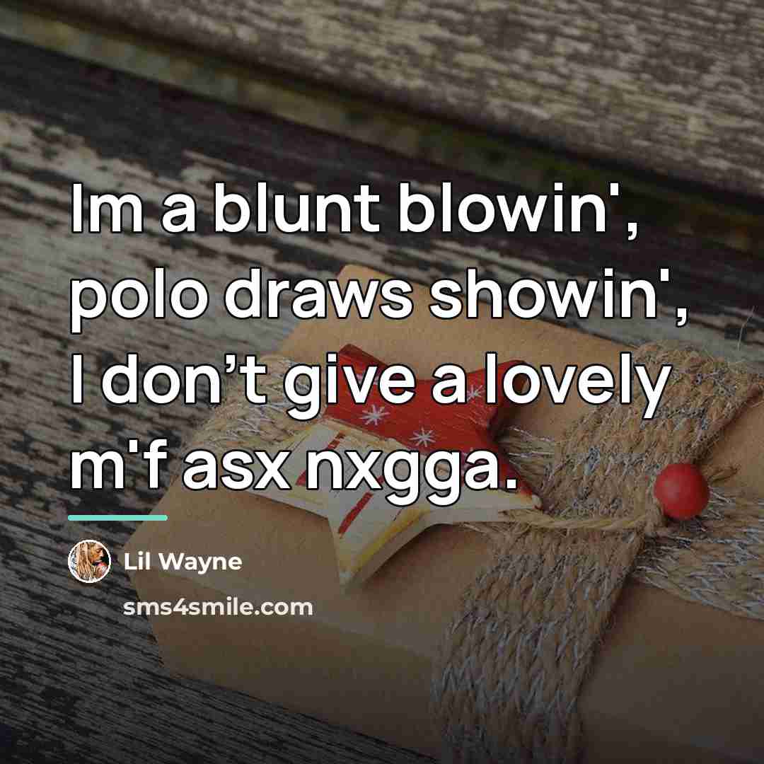 “Im a blunt blowin', polo draws showin', I don't give…” quote by Lil Wayne