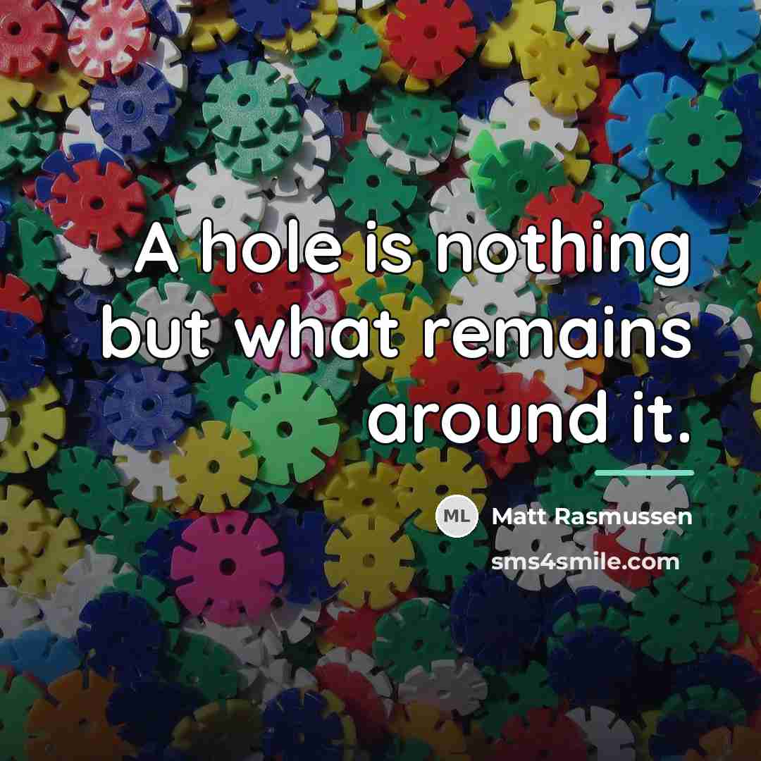 “A hole is nothing but what remains around it.…” quote by Matt Rasmussen