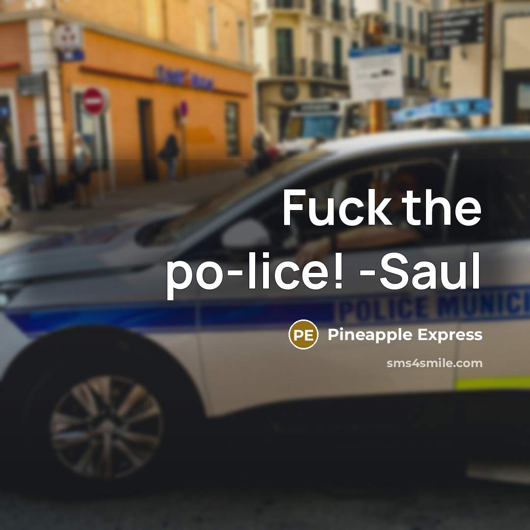 “Fuck the po-lice! -Saul…” quote by Pineapple Express