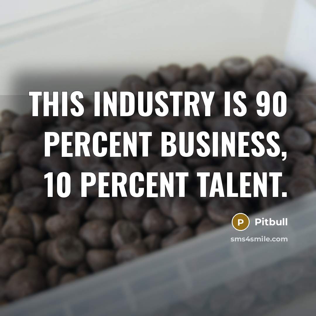 “This industry is 90 percent business, 10 percent talent.…” quote by Pitbull
