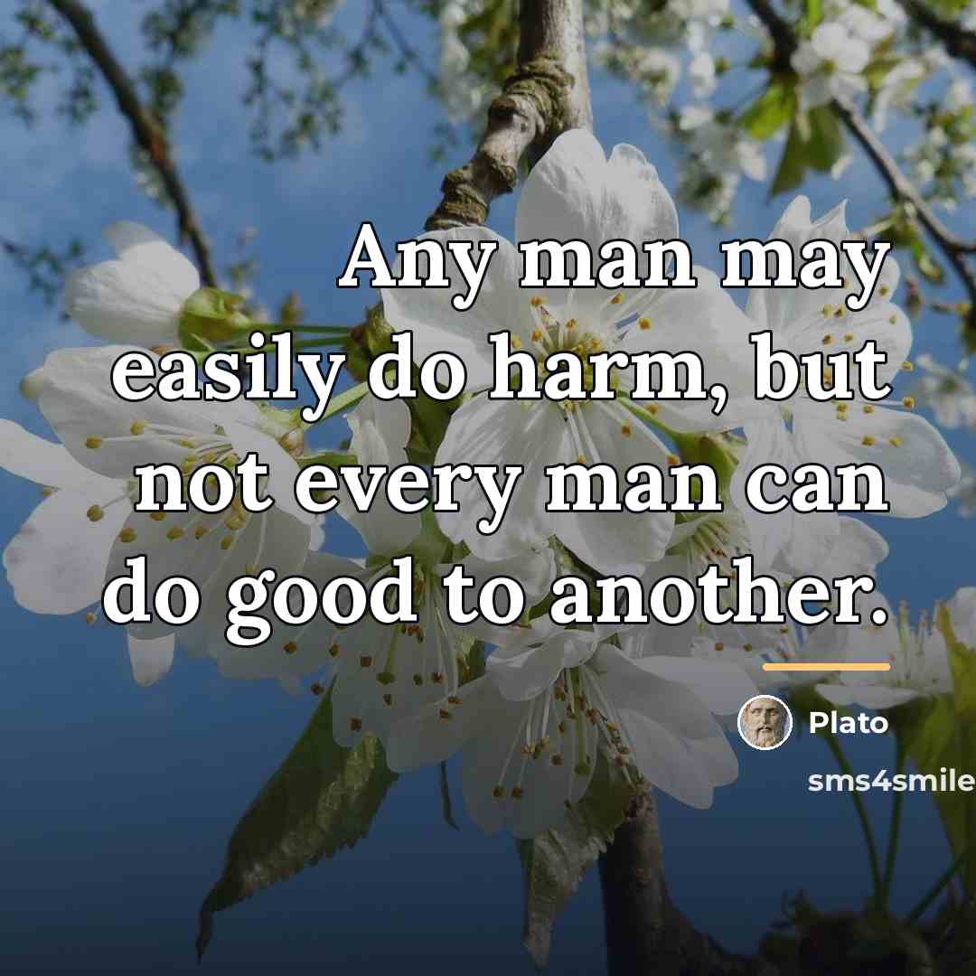 “Any man may easily do harm, but not every man…” quote by Plato