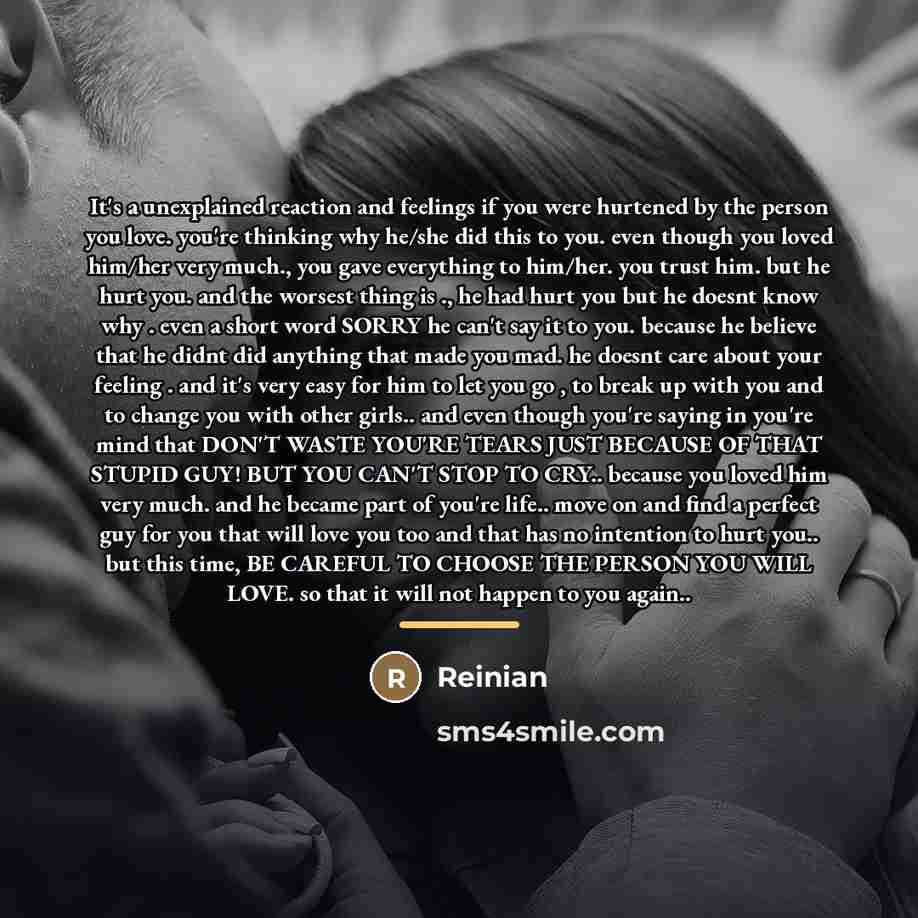 “It's a unexplained reaction and feelings if you were hurtened…” quote by Reinian