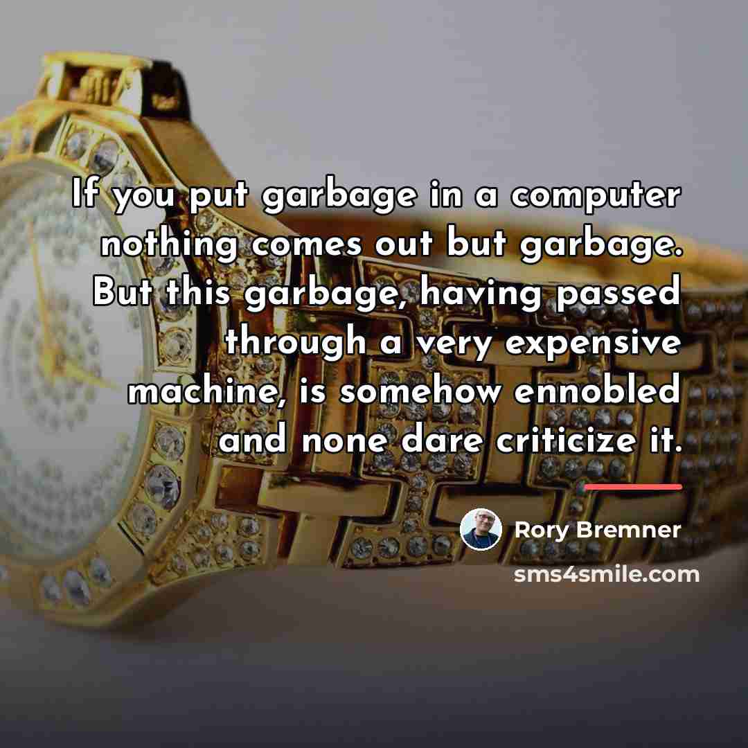 “If you put garbage in a computer nothing comes out…” quote by Rory Bremner