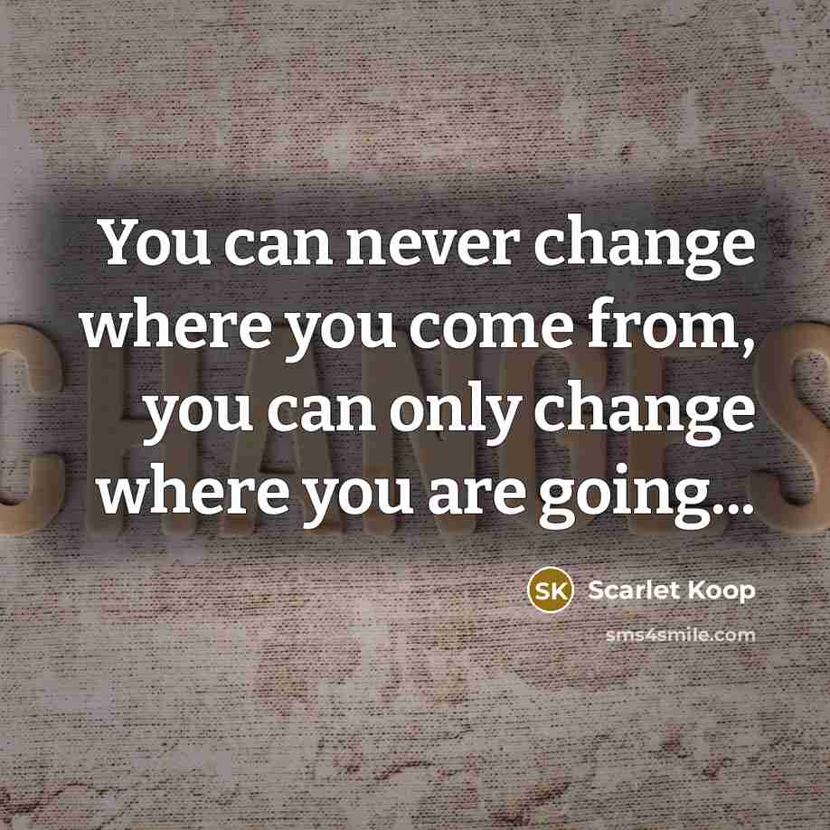 “You can never change where you come from, you can…” quote by Scarlet Koop