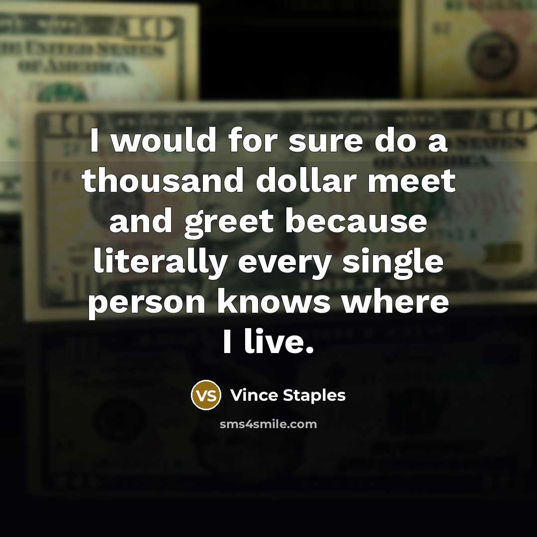 “I would for sure do a thousand dollar meet and…” quote by Vince Staples