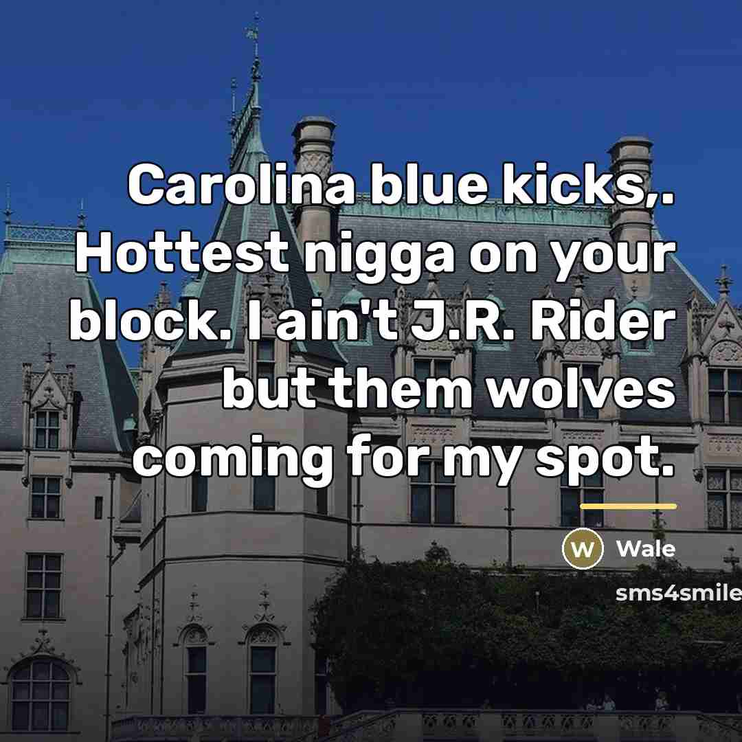 “Carolina blue kicks,. Hottest nigga on your block. I ain't…” quote by Wale