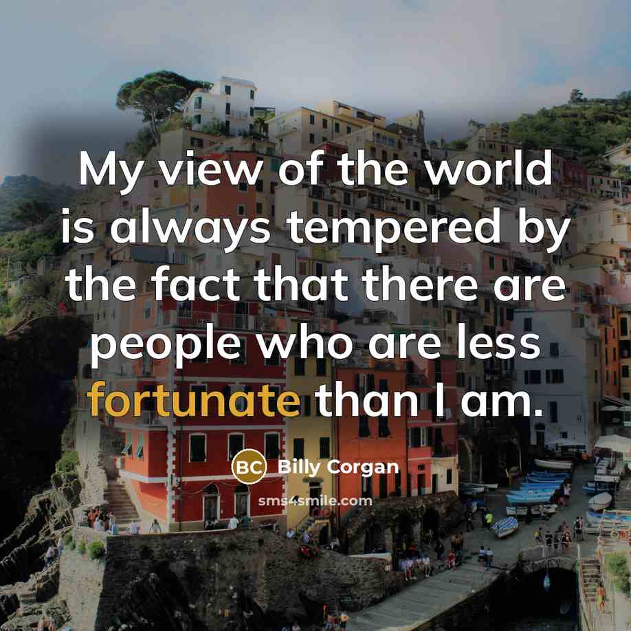 “My view of the world is always tempered by the…” quote by Billy Corgan