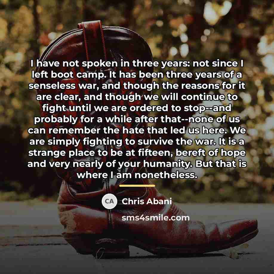 “I have not spoken in three years: not since I…” quote by Chris Abani