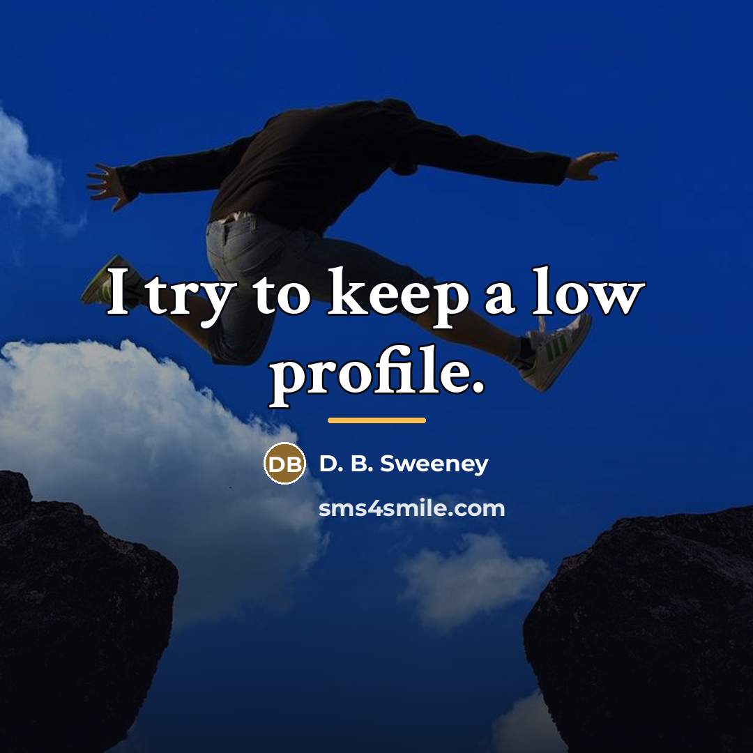 “I try to keep a low profile.…” quote by D. B. Sweeney