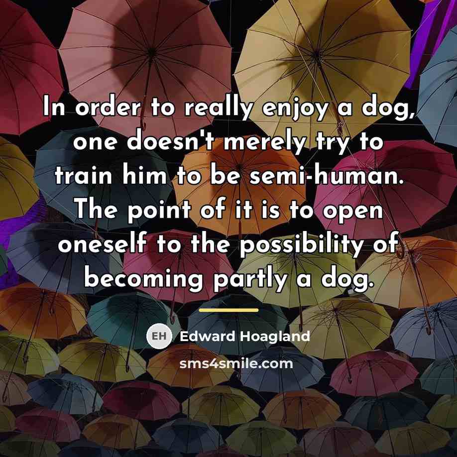 “In order to really enjoy a dog, one doesn't merely…” quote by Edward Hoagland