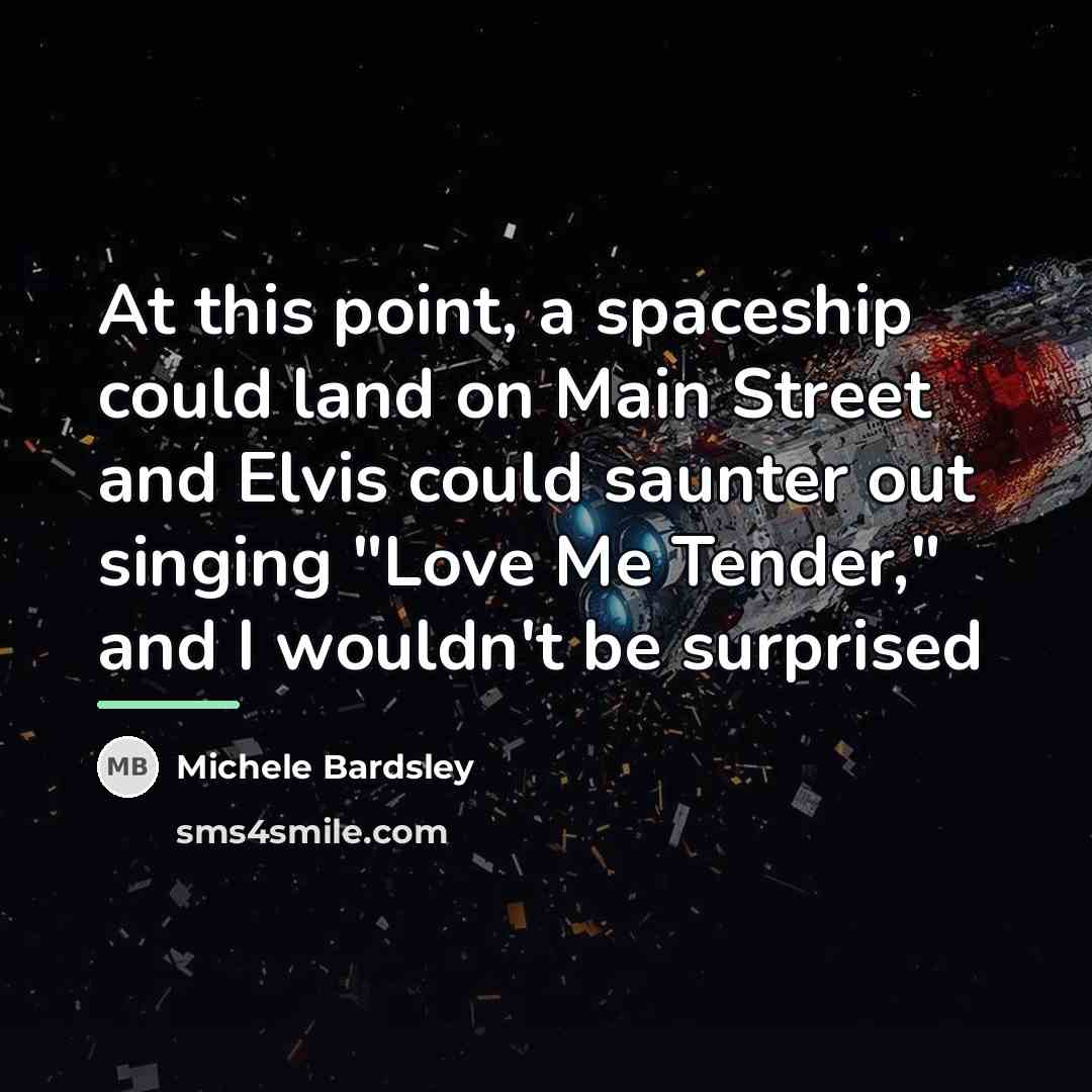 “At this point, a spaceship could land on Main Street…” quote by Michele Bardsley