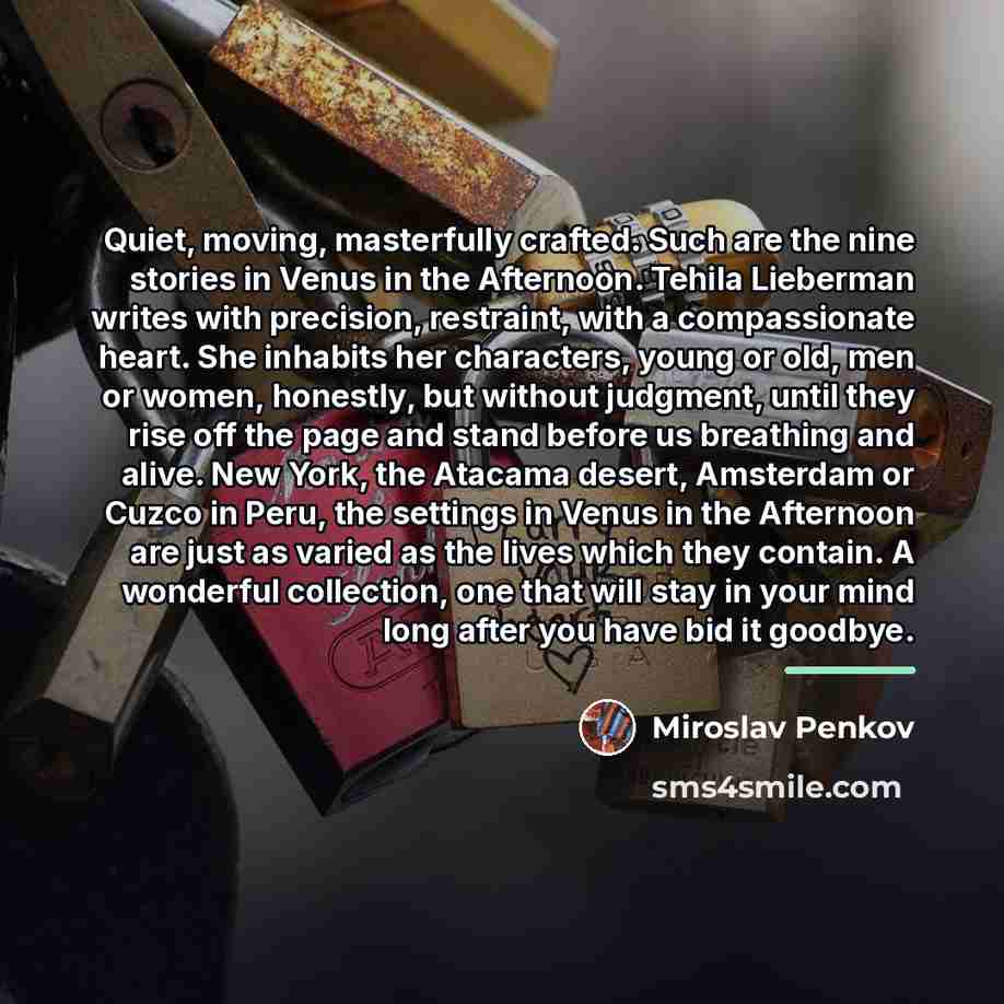 “Quiet, moving, masterfully crafted. Such are the nine stories in…” quote by Miroslav Penkov