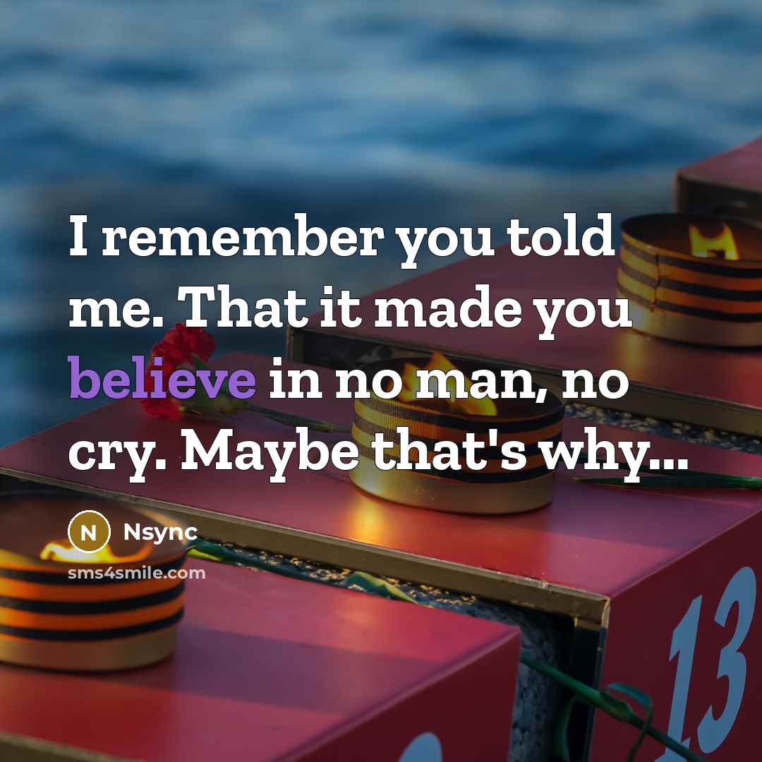 “I remember you told me. That it made you believe…” quote by Nsync
